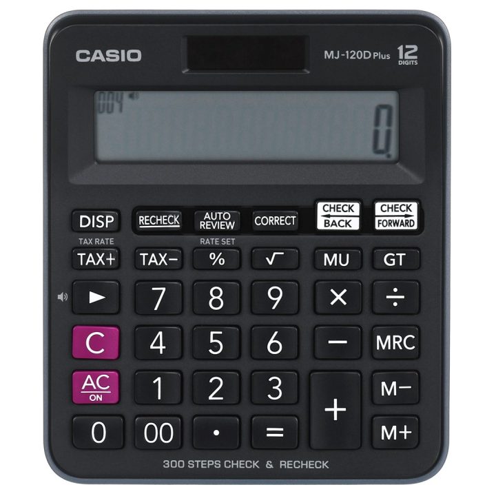 CASIO CALCULATOR OFFICE MJ-120D PLUS BLACK 12 DIGIT DISPLAY