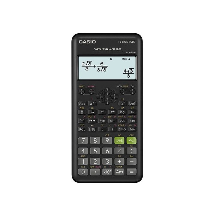 CASIO FX-82ESPLUS-2 CALCULATOR SCIENTIFIC 252 FUNCTIONS 77X162MM BLACK BOX