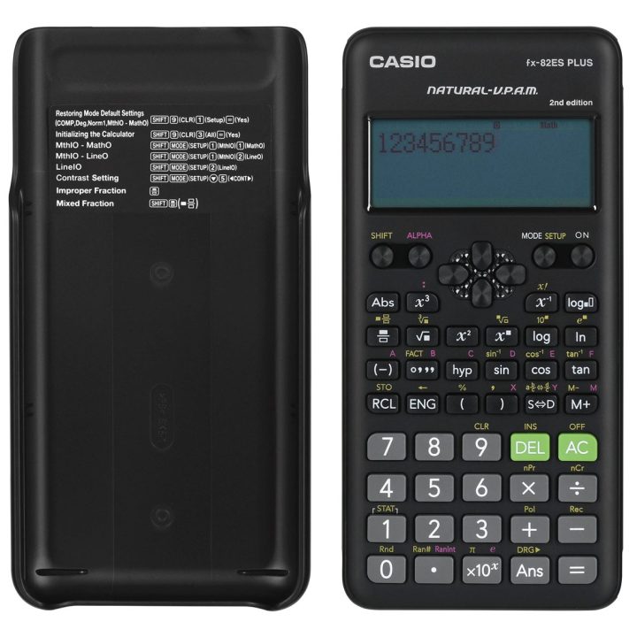 CASIO FX-82ESPLUS-2 CALCULATOR SCIENTIFIC 252 FUNCTIONS 77X162MM BLACK BOX