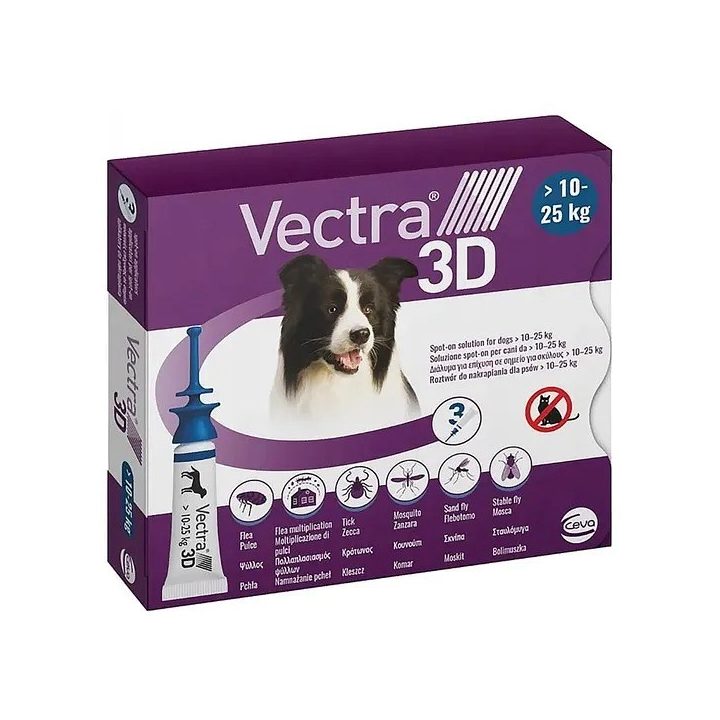 CEVA Vectra 3D (10-25kg) - anti-parasite drops for dogs - 3 x 2 5ml