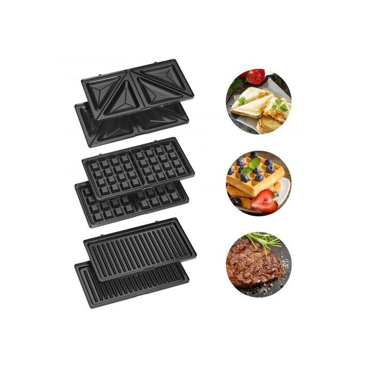 Clatronic ST/WA 3670 sandwich maker 800 W Black Stainless steel
