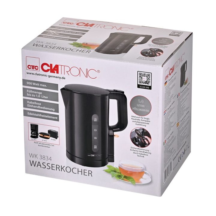 Clatronic WK 3834 electric kettle 1 L 900 W Black