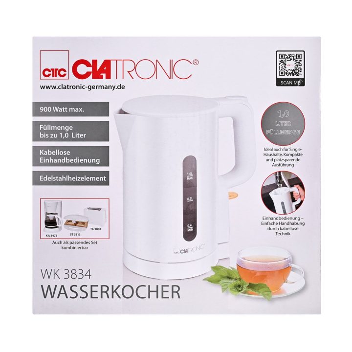 Clatronic WK 3834 electric kettle 1 L 900 W White