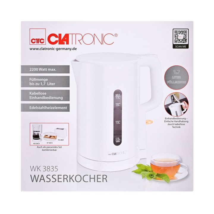Clatronic WK 3835 electric kettle 1.7 L 2200 W White