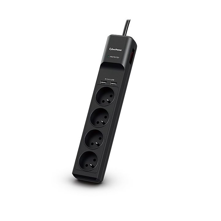 CyberPower Tracer III P0420SUD0-FR surge protector Black 4 AC outlet(s) 200 - 250 V 1.8 m