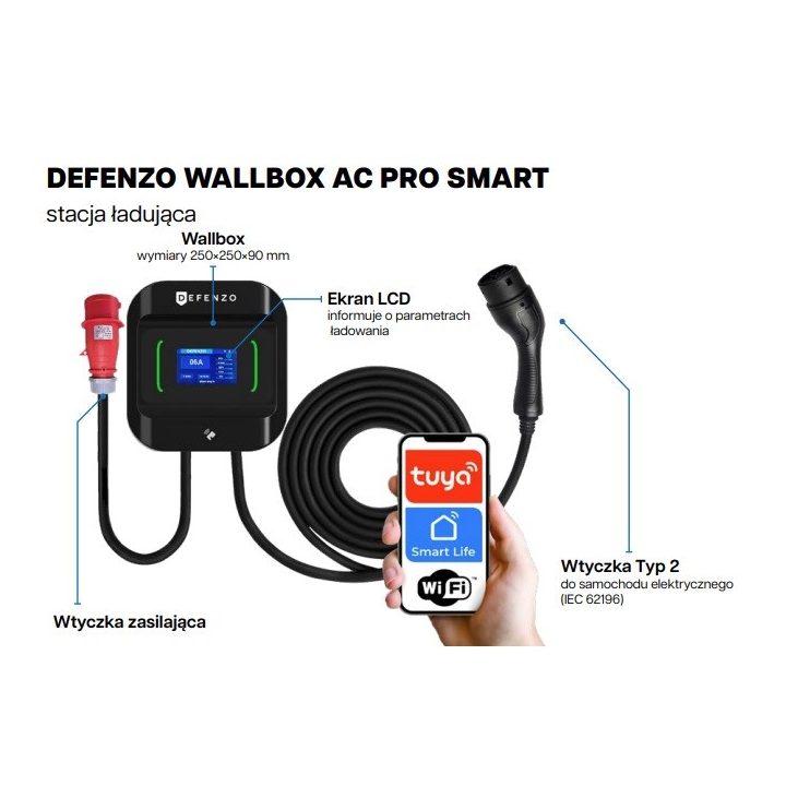 DEFENZO WALLBOX PRO AC22 SMART ELECTRIC CAR CHARGER