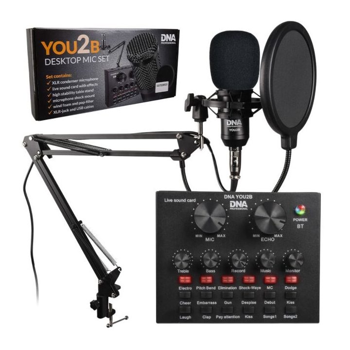 DNA YOU2B - podcast kit (microphone audio interface tripod)