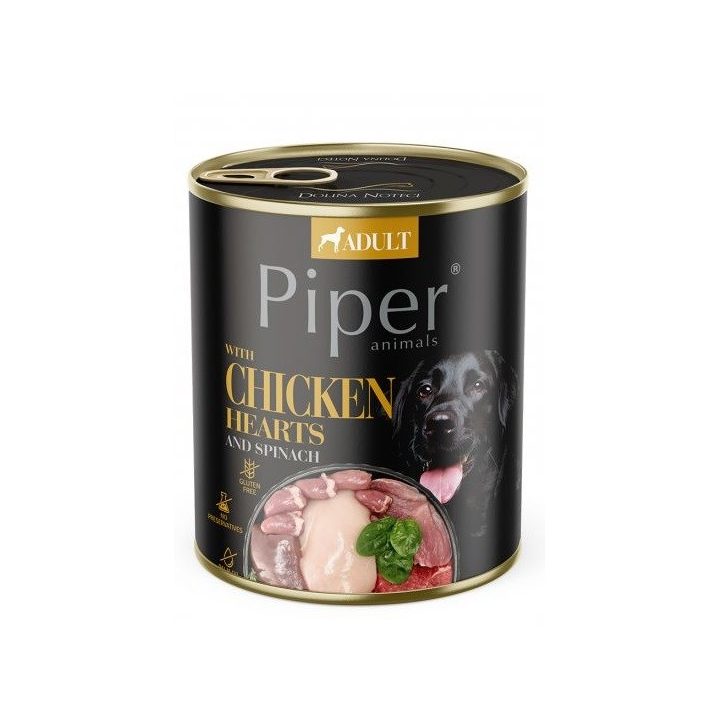 DOLINA NOTECI Piper Chicken hearts with spinach - Wet dog food - 800 g