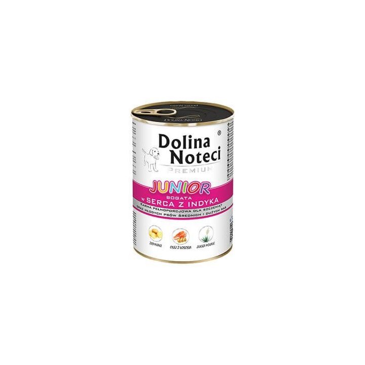 DOLINA NOTECI Premium Junior rich in turkey hearts - wet food for puppies of medium and large breeds - 400g