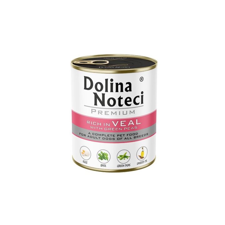 DOLINA NOTECI Premium rich in veal with green peas – wet dog food – 800g