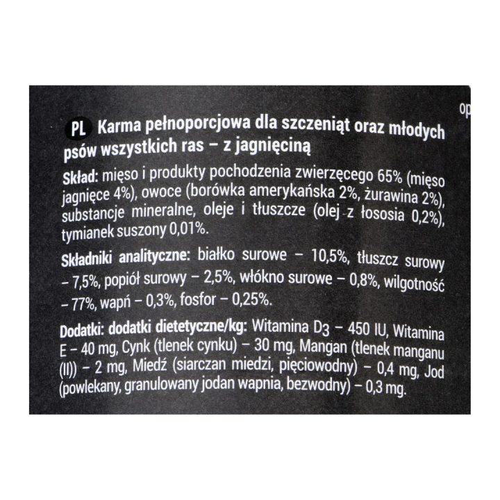 Dolina Noteci Rafi Junior with lamb cranberry and blueberry - Wet dog food 400 g