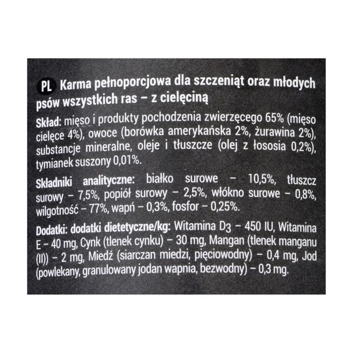 Dolina Noteci Rafi Junior with veal cranberry and blueberry - Wet dog food 400 g