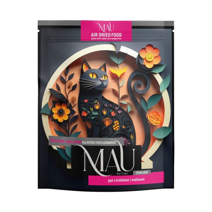 MAU Air dried Sterilised Goose with rabbit and raspberries - dry cat food - 700g