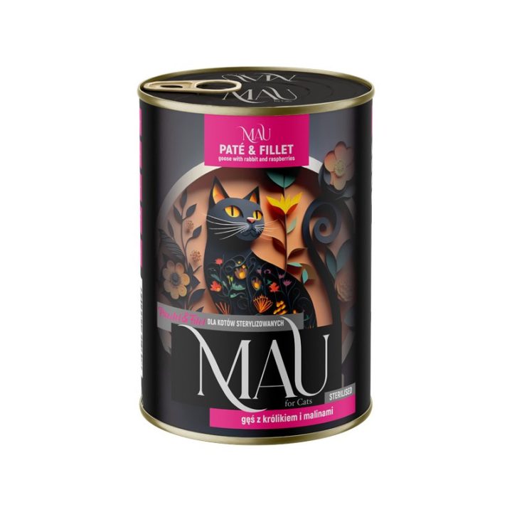 MAU Pate and Fillet Sterilised Goose with rabbit and raspberries - wet cat food - 400g