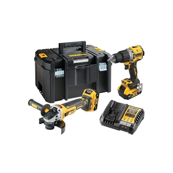 DeWalt DCK2026P2T-QW Combo set DCD805 + DCG405 18 V XR 2×5.0 Ah black yellow