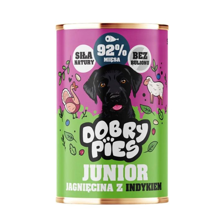 DOBRY PIES Junior Lamb with Turkey – wet dog food – 400g