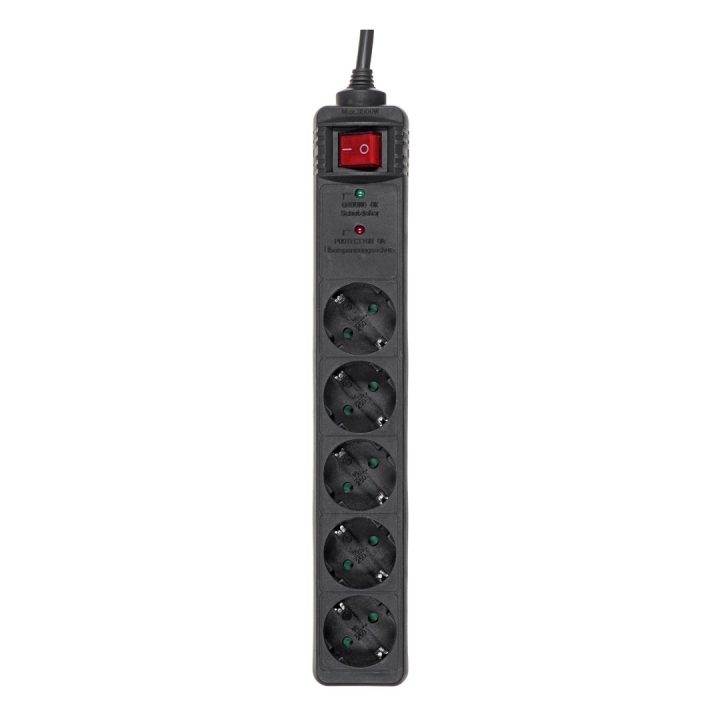 Gembird SPG5-C-10 surge protector Black 5 AC outlet(s) 250 V 3 m