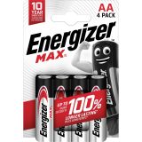ENERGIZER BATTERIES ALKALINE MAX AA LR6 4 PIECES ECO PACKAGING