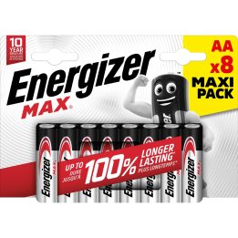 ENERGIZER BATTERIES ALKALINE MAX AA LR6 8 PIECES ECO PACKAGING