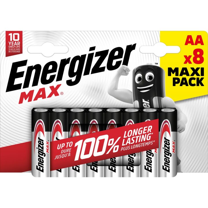 ENERGIZER BATTERIES ALKALINE MAX AA LR6 8 PIECES ECO PACKAGING