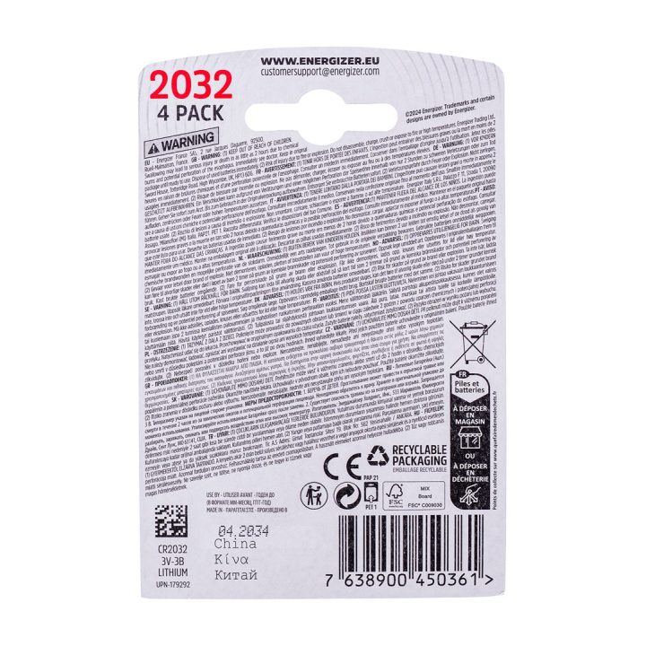 ENERGIZER BATTERY SPECIALIZED CR2032 4 pieces 3V ECO