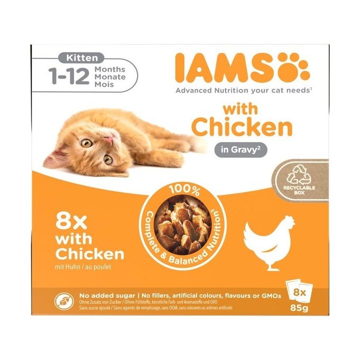 IAMS DELIGHTS Kitten in Gravy box – wet cat food – 8x85g