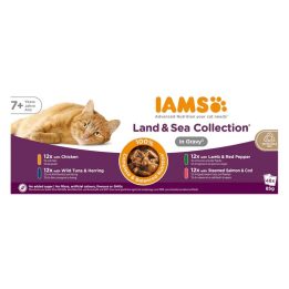 IAMS DELIGHTS Senior Land & Sea Collection in Gravy box – wet cat food – 48x85g
