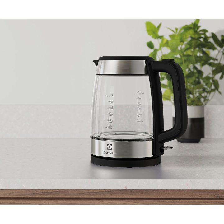 Electrolux E4GK1-4GB electric kettle 1.7 L 2200 W Black Stainless steel Transparent