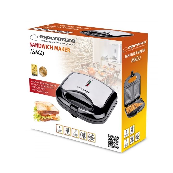 Esperanza ASIAGO sandwich maker 1000 W Black White