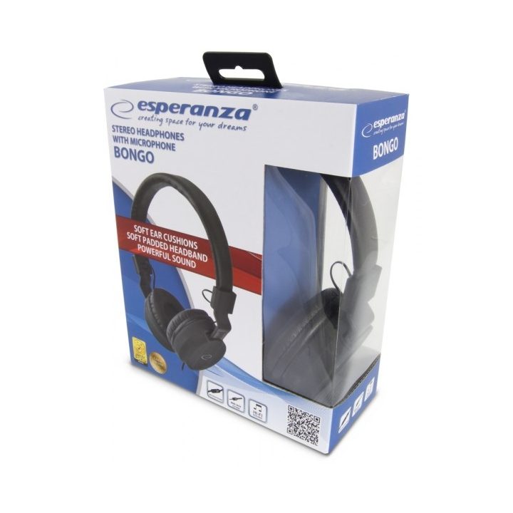 Esperanza BONGO Headphones Wired Head-band Calls/Music/Sport/Everyday Black