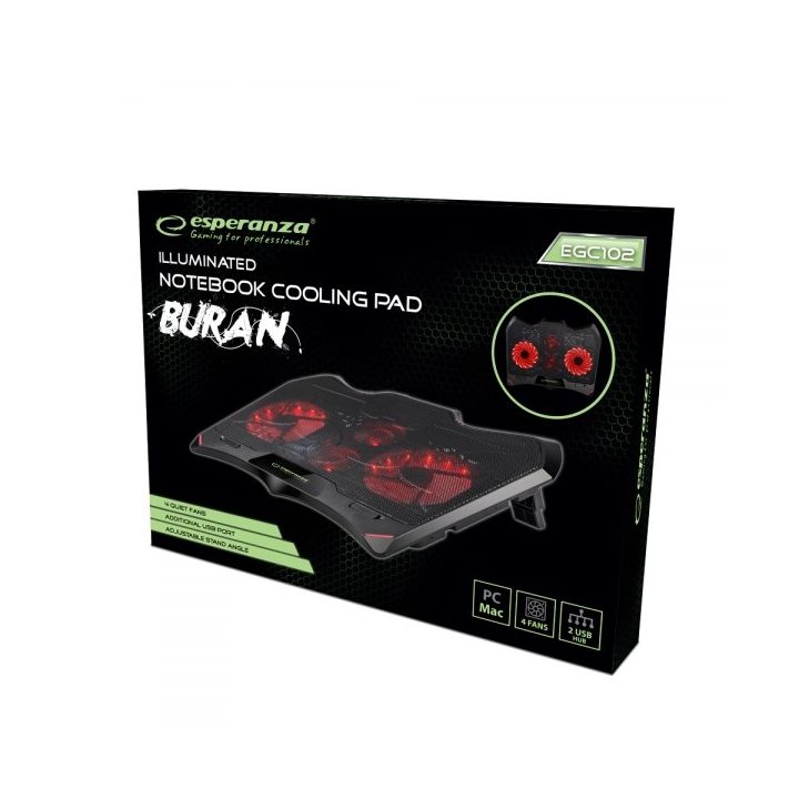 Esperanza EGC102 laptop cooling pad 2000 RPM Black