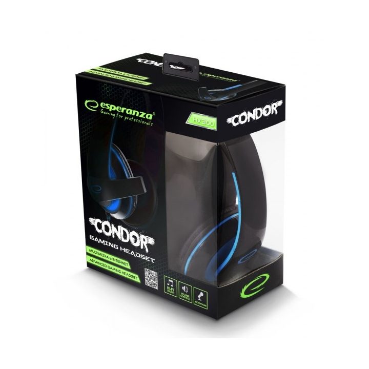 Esperanza EGH300B Headset Wired Head-band Gaming Black Blue