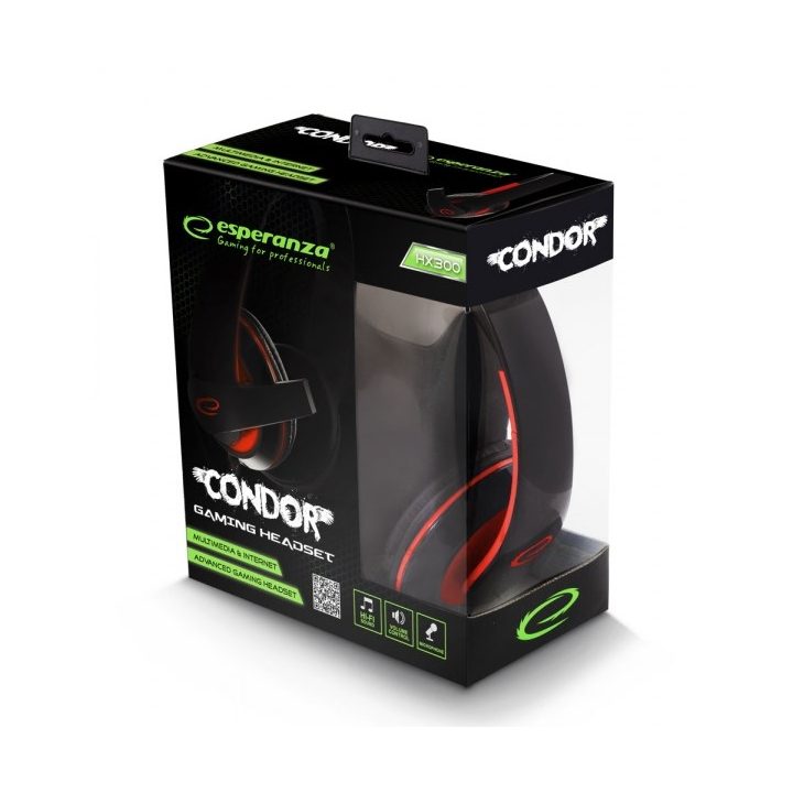Esperanza EGH300R Headset Wired Head-band Gaming Black Red