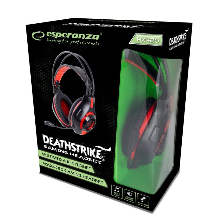 Esperanza EGH420R Headphones with microphone Headband Black Red