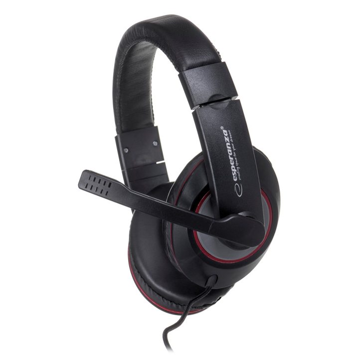 Esperanza EH118 headphones/headset Wired Head-band Calls/Music Black Red