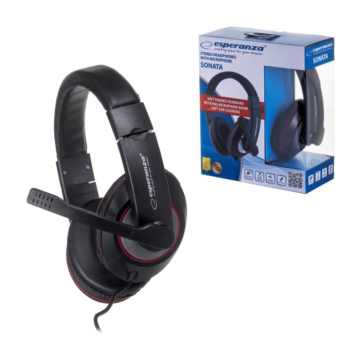 Esperanza EH118 headphones/headset Wired Head-band Calls/Music Black Red