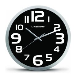 Esperanza EHC013K Wall Clock - Zurich - Black Quartz clock Oval Black White