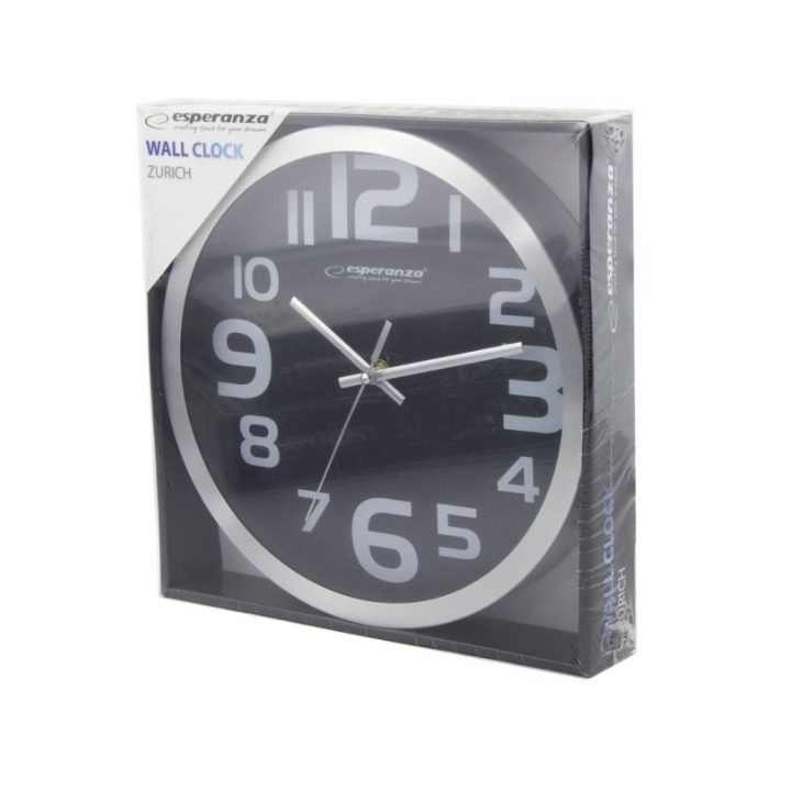 Esperanza EHC013K Wall Clock - Zurich - Black Quartz clock Oval Black White