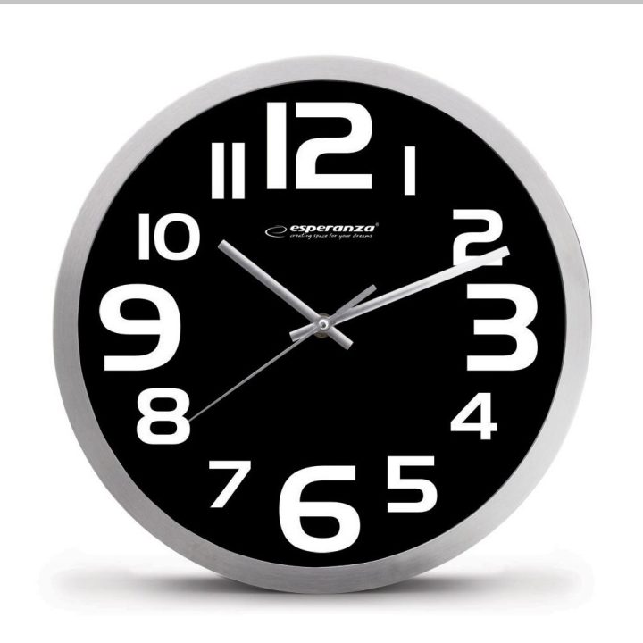 Esperanza EHC013K Wall Clock - Zurich - Black Quartz clock Oval Black White