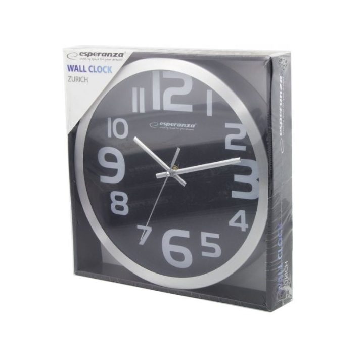 Esperanza EHC013K Wall Clock - Zurich - Black Quartz clock Oval Black White