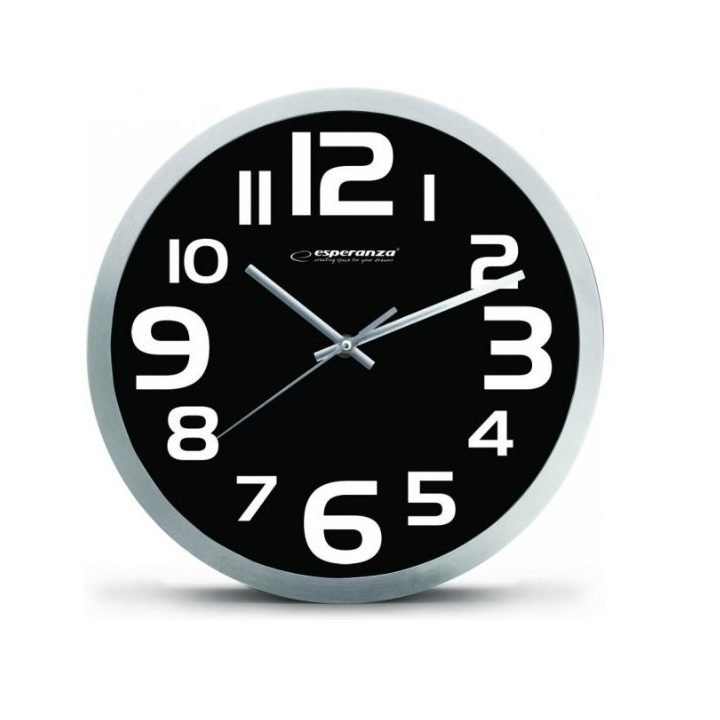 Esperanza EHC013K Wall Clock - Zurich - Black Quartz clock Oval Black White