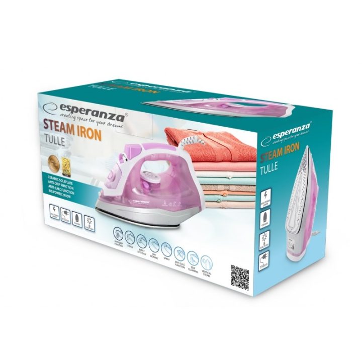 Esperanza EHI004 iron Dry & Steam iron Ceramic soleplate 2400 W Purple White