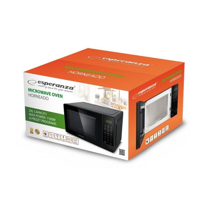 Esperanza EKO009 microwave Black Solo microwave Countertop 20 L 700 W