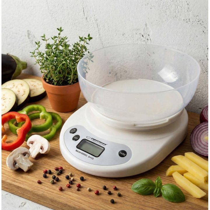 Esperanza EKS007 Kitchen scale with a bowl. White Electronic kitchen scale