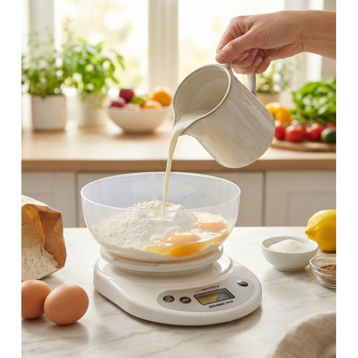 Esperanza EKS007 Kitchen scale with a bowl. White Electronic kitchen scale