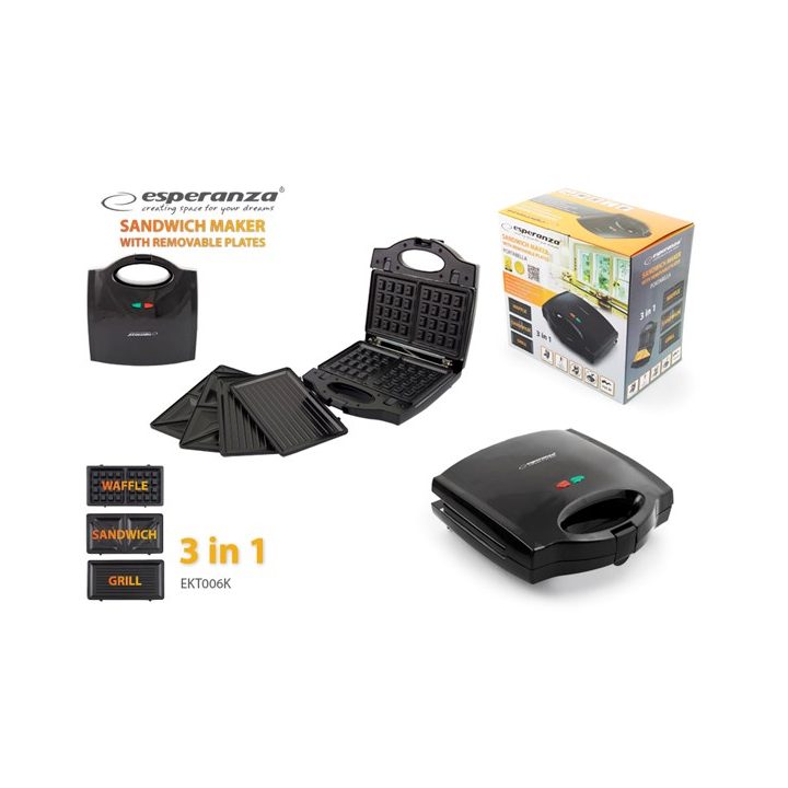 Esperanza EKT006K sandwich maker 700 W Black