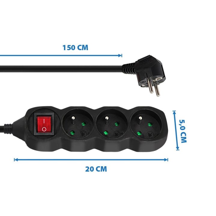 Esperanza ELK210K power extension 1.5 m 3 AC outlet(s) Indoor Black