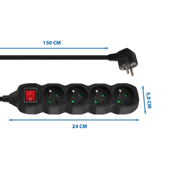 Esperanza ELK212K Power strip 4GN/1 5M Black