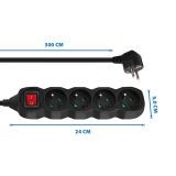 Esperanza ELK213K power extension 3 m 4 AC outlet(s) Indoor Black