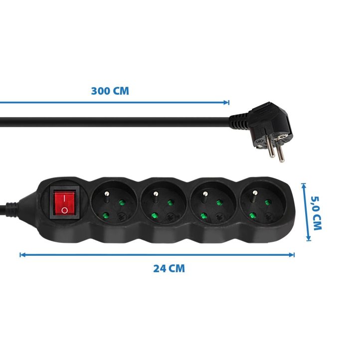 Esperanza ELK213K power extension 3 m 4 AC outlet(s) Indoor Black